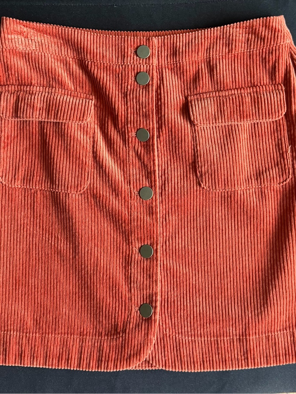 LOFT Rust Corduroy Button-Front Midi Skirt - Picture 2 of 6